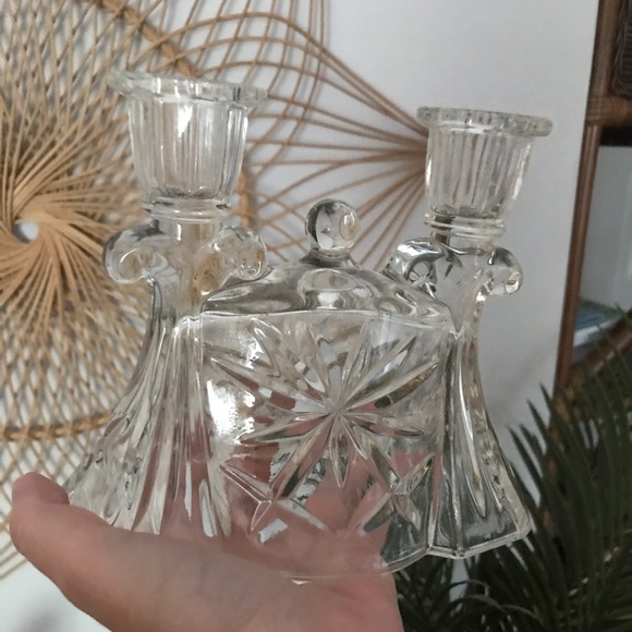 ✨🌟 Vintage Prescut Clear Double Candle Stick Holder by Anchor Hocking - Picture 4 of 10